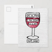 Doos Briefkaart van wijnglas - Funny Wine (Voorkant / Achterkant)