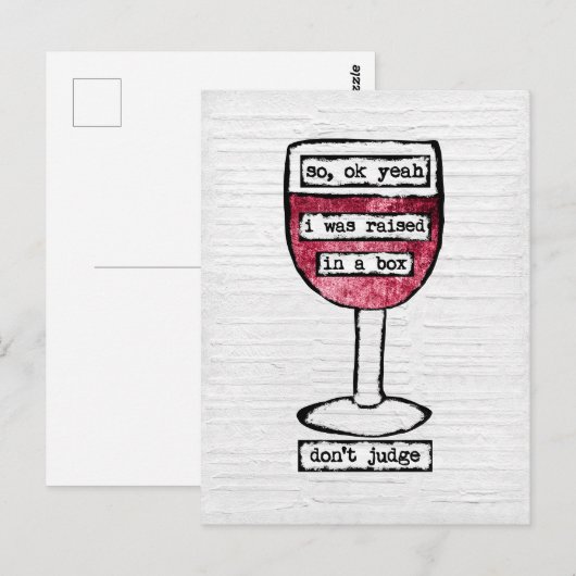 Doos Briefkaart van wijnglas - Funny Wine (Voorkant / Achterkant)