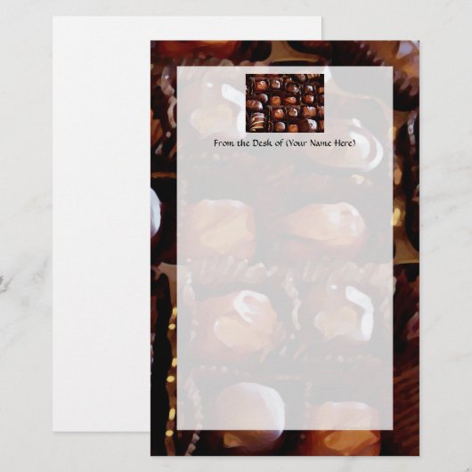 Doos Chocolade, het Verleidende Snoep van de Briefpapier (Voorkant / Achterkant)