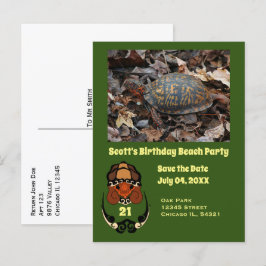 Doos Foto van schildpad Cartoon Birthday Uitnodiging Briefkaart