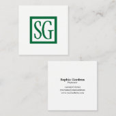 Doos Initialen - vierkant - Bosgroen Vierkante Visitekaartje (Voorkant / Achterkant)