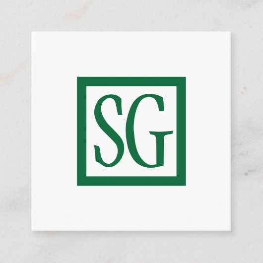 Doos Initialen - vierkant - Bosgroen Vierkante Visitekaartje (Voorkant)