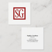 Doos Initialen - vierkant - Ruby Red Vierkante Visitekaartje (Voorkant / Achterkant)