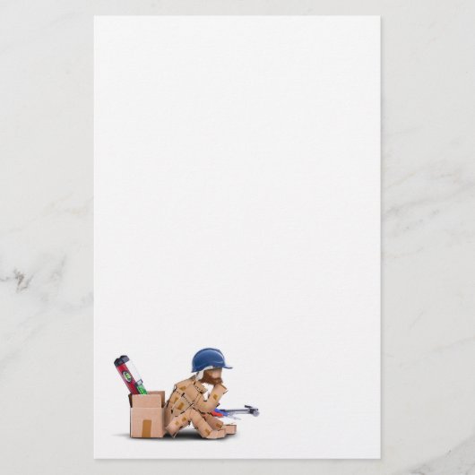 Doos karakter handyman personage in denken flyer (Voorkant)