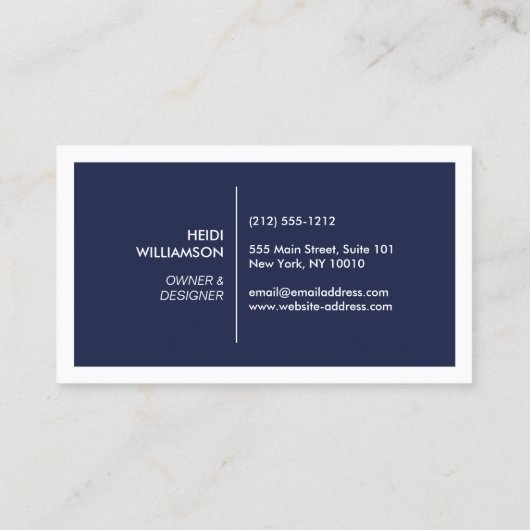 Doos Logo met twee Initialen Monogram op donkerbla Visitekaartje (Achterkant)