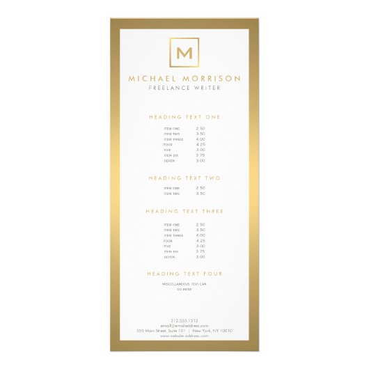 DOOS LOGO met UW INITIAAL/MONOGRAM in Faux Gold Reclamekaart (Voorkant)