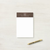 DOOS LOGO met UW INITIAAL/MONOGRAM op BROWN WOOD Post-it® Notes (Op bureau)