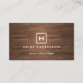 DOOS LOGO met UW INITIAAL/MONOGRAM op BROWN WOOD Visitekaartje (Voorkant)