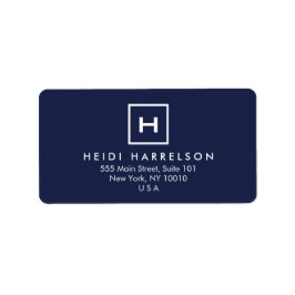 DOOS LOGO met UW INITIAAL/MONOGRAM op DARK BLUE Etiket