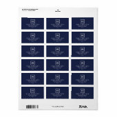DOOS LOGO met UW INITIAAL/MONOGRAM op DARK BLUE Etiket (Full Sheet)