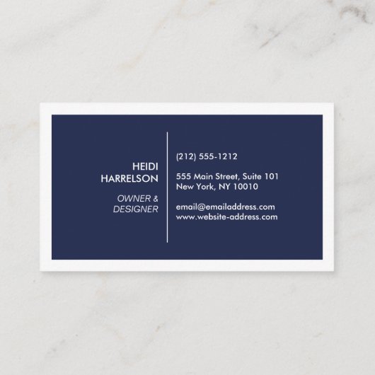 DOOS LOGO met UW INITIAAL/MONOGRAM op DARK BLUE Visitekaartje (Achterkant)