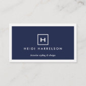 DOOS LOGO met UW INITIAAL/MONOGRAM op DARK BLUE Visitekaartje (Voorkant)