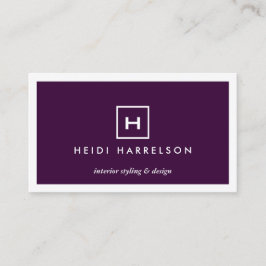 DOOS LOGO MET UW INITIAAL/MONOGRAM OP DIEPE PAARSE VISITEKAARTJE