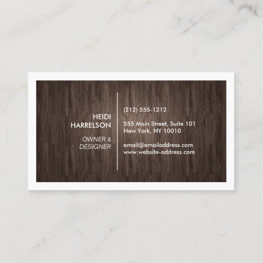 DOOS LOGO MET UW INITIAAL/MONOGRAM OP DONKERHOUT VISITEKAARTJE (Achterkant)