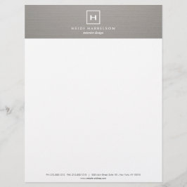 DOOS LOGO met UW INITIAAL/MONOGRAM op GRAY LINEN Custom Briefhoofd