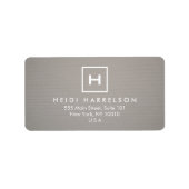 DOOS LOGO met UW INITIAAL/MONOGRAM op GRAY LINEN Etiket (Voorkant)