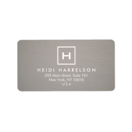 DOOS LOGO met UW INITIAAL/MONOGRAM op GRAY LINEN Etiket