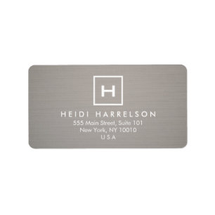 DOOS LOGO met UW INITIAAL/MONOGRAM op GRAY LINEN Etiket