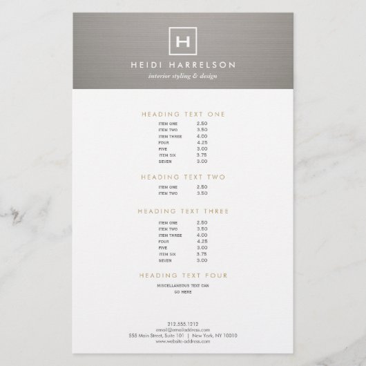 DOOS LOGO met UW INITIAAL/MONOGRAM op GRAY LINEN Flyer (Voorkant)
