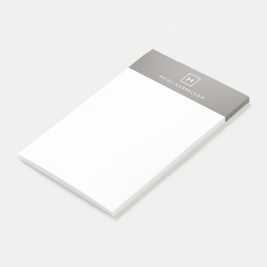 DOOS LOGO met UW INITIAAL/MONOGRAM op GRAY LINEN Post-it® Notes (Schuin)