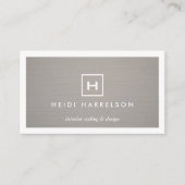 DOOS LOGO met UW INITIAAL/MONOGRAM op GRAY LINEN Visitekaartje (Voorkant)