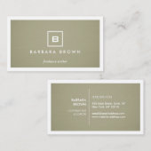 DOOS LOGO met UW INITIAAL/MONOGRAM op KAKI LINNEN Visitekaartje (Voorkant / Achterkant)