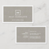 DOOS LOGO met UW INITIAAL/MONOGRAM op KAKI LINNEN Visitekaartje (Voorkant / Achterkant)