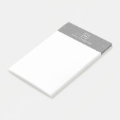 DOOS LOGO met UW INITIAAL/MONOGRAM op LINEN GRAY Post-it® Notes (Schuin)