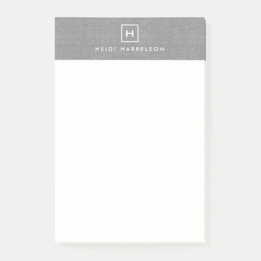 DOOS LOGO met UW INITIAAL/MONOGRAM op LINEN GRAY Post-it® Notes (Voorkant)