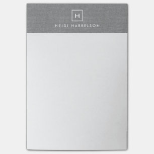 DOOS LOGO met UW INITIAAL/MONOGRAM op LINEN GRAY Post-it® Notes