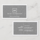 DOOS LOGO met UW INITIAAL/MONOGRAM op LINEN GRAY Visitekaartje (Voorkant / Achterkant)