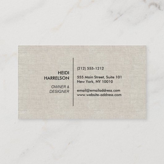 DOOS LOGO met UW INITIAAL/MONOGRAM op TAN LINNEN Visitekaartje (Achterkant)