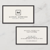 DOOS LOGO met UW INITIAAL/MONOGRAM Zwart/Ivoor Visitekaartje (Voorkant / Achterkant)