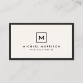 DOOS LOGO met UW INITIAAL/MONOGRAM Zwart/Ivoor Visitekaartje (Voorkant)