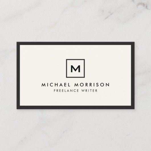 DOOS LOGO met UW INITIAAL/MONOGRAM Zwart/Ivoor Visitekaartje (Voorkant)