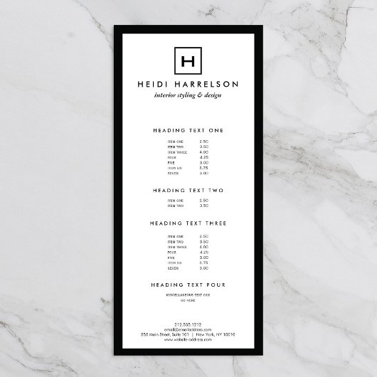 DOOS LOGO met UW INITIAAL/MONOGRAM Zwart/Wit Reclamekaart