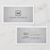 DOOS LOGO met UW INITIAAL op LICHTGRIJS LINNEN Visitekaartje (Voorkant / Achterkant)