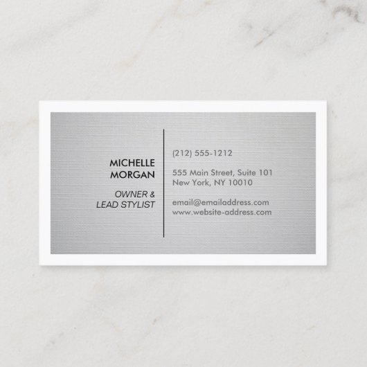 DOOS LOGO met UW INITIAAL op LICHTGRIJS LINNEN Visitekaartje (Achterkant)