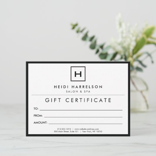 Doos Logo met uw Initiaal zwarte/witte Kaart (Staand voorkant)