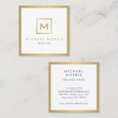 Doos Logo Monogram in Faux Gold Vierkante Visitekaartje (Voorkant / Achterkant)