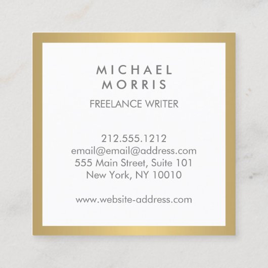 Doos Logo Monogram in Faux Gold Vierkante Visitekaartje (Achterkant)