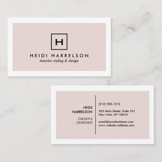 Doos Logo Monogram in lichtroze en zwart Visitekaartje (Voorkant / Achterkant)