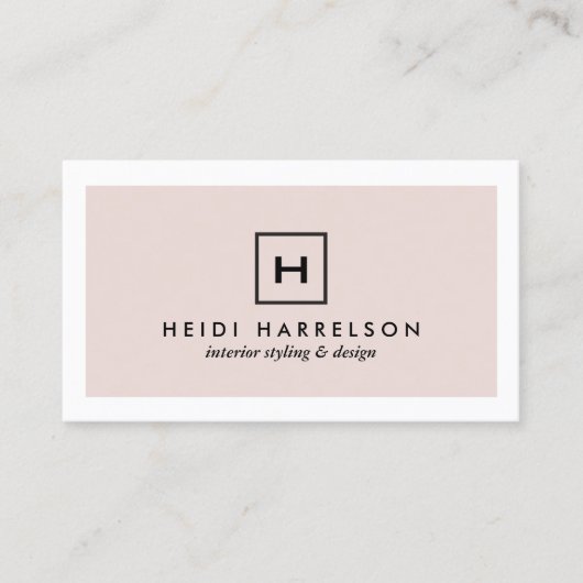 Doos Logo Monogram in lichtroze en zwart Visitekaartje (Voorkant)