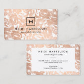 Doos Logo Monogram met Roos Gold Floral Patroon Visitekaartje (Voorkant / Achterkant)
