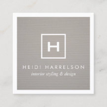 Doos Logo Monogram op Grijze Linnen/Witte Rand