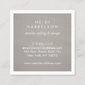 Doos Logo Monogram op Grijze Linnen/Witte Rand Vierkante Visitekaartje (Achterkant)