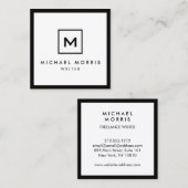 Doos Logo Monogram op Zwart/Wit Vierkante Visitekaartje (Voorkant / Achterkant)