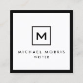 Doos Logo Monogram op Zwart/Wit Vierkante Visitekaartje (Voorkant)