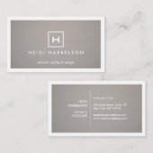 DOOS LOGO W UW INITIAAL/MONOGRAM op GRIJS LINNEN 2 Visitekaartje (Voorkant / Achterkant)