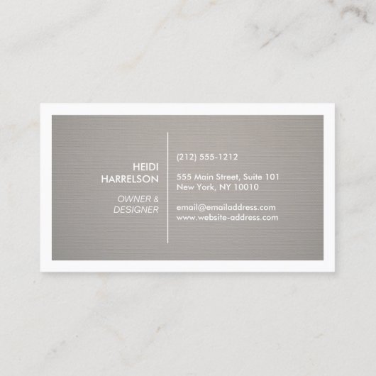 DOOS LOGO W UW INITIAAL/MONOGRAM op GRIJS LINNEN 2 Visitekaartje (Achterkant)